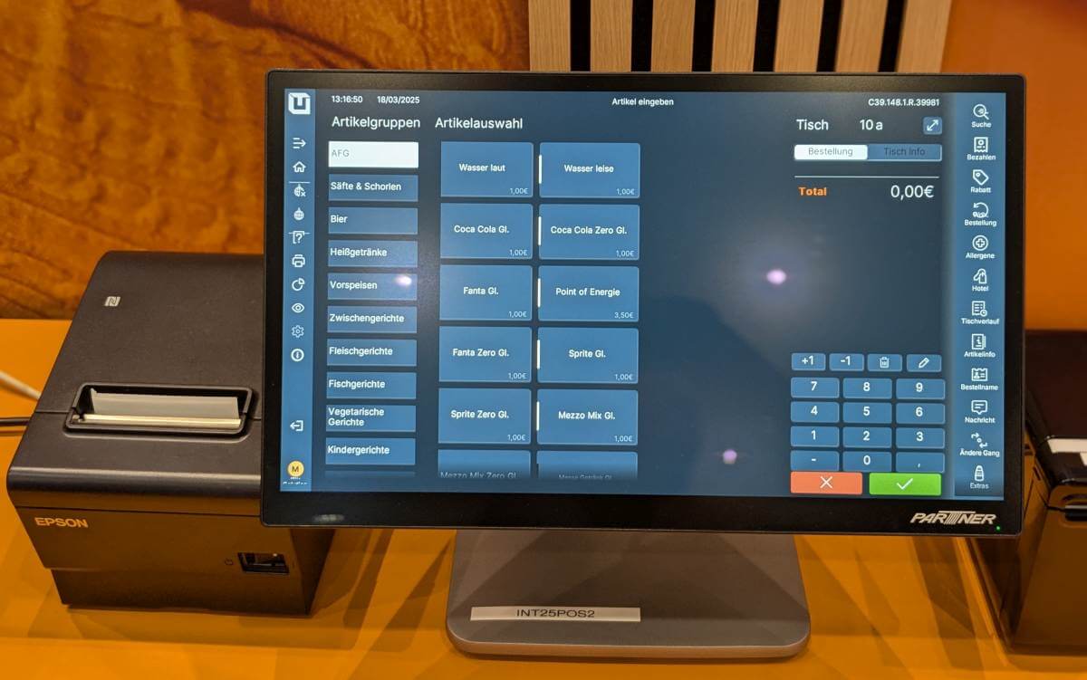Bild eines Kassensystems mit Bondrucker und Monitor (Touch)