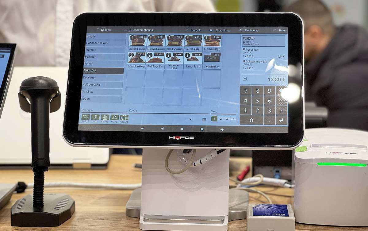 hiopos hardware setup mit kassenterminal scanner und bondrucker