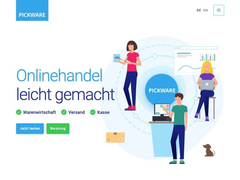 Pickware Webseite auf dem Tablet